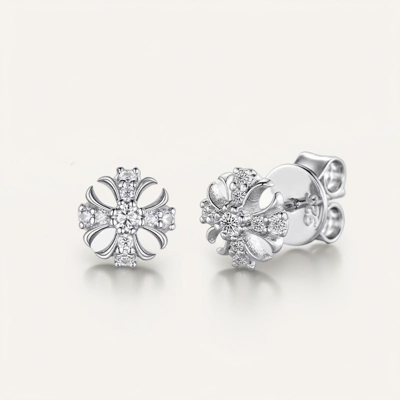 Moissanite S925 Silver Cross Stud Earrings