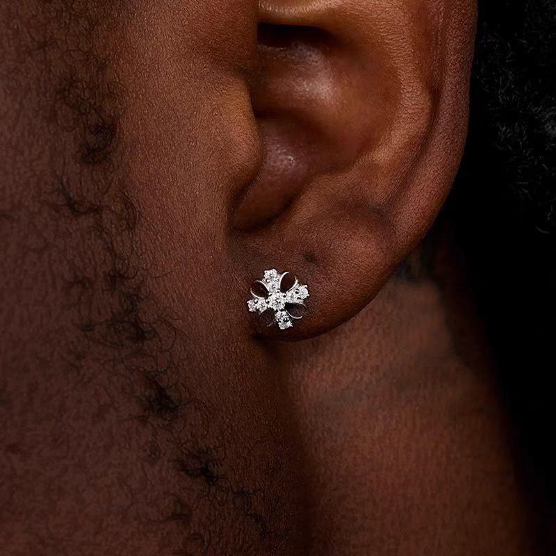 Moissanite S925 Silver Cross Stud Earrings