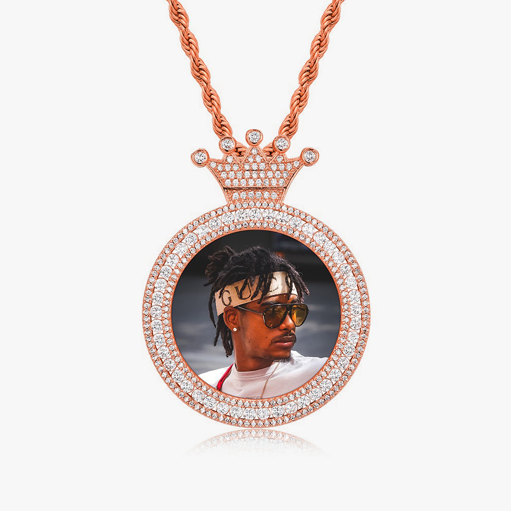 Custom Iced Crown Photo Pendant